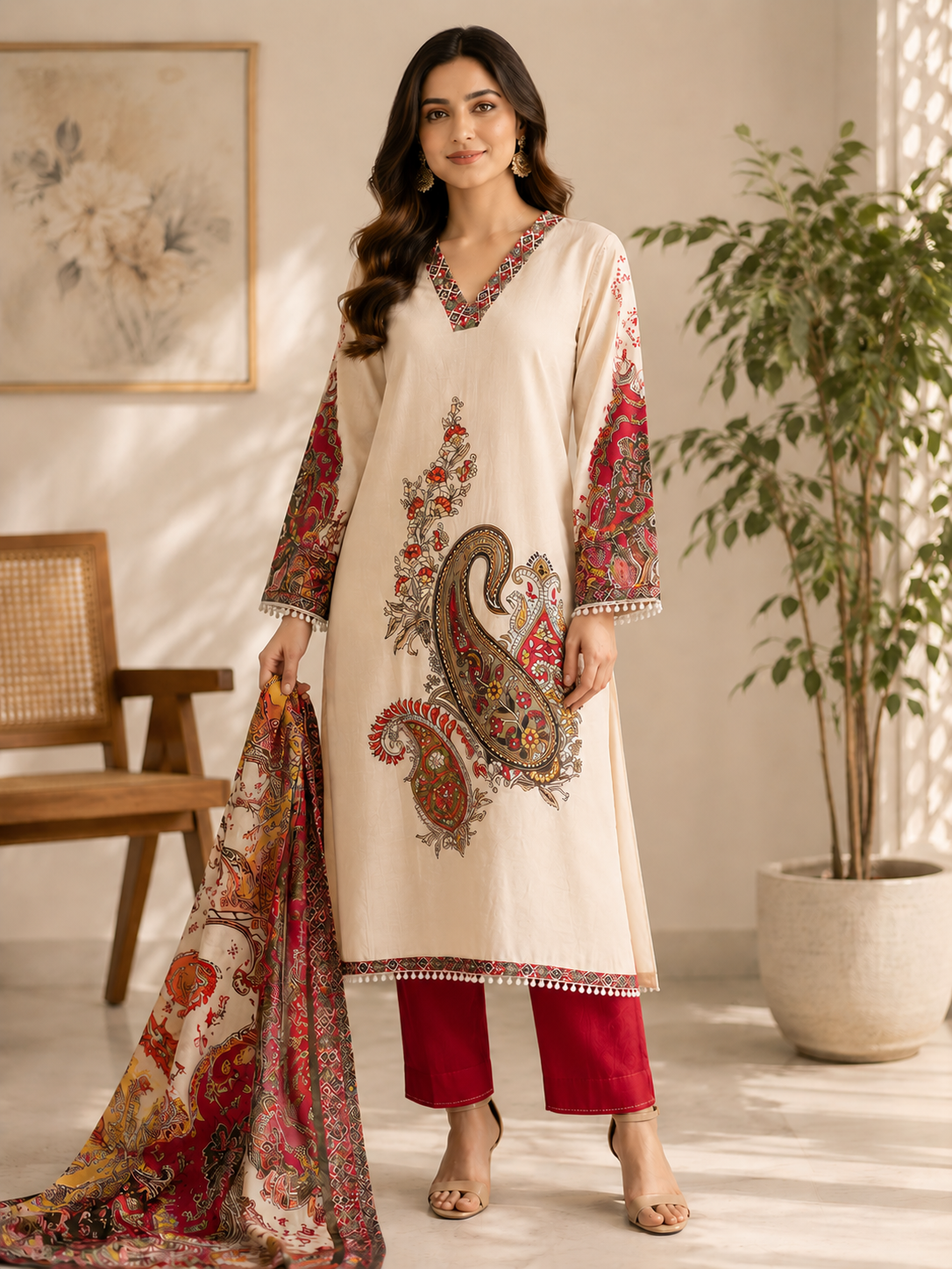 Gulbahar Ivory suit set