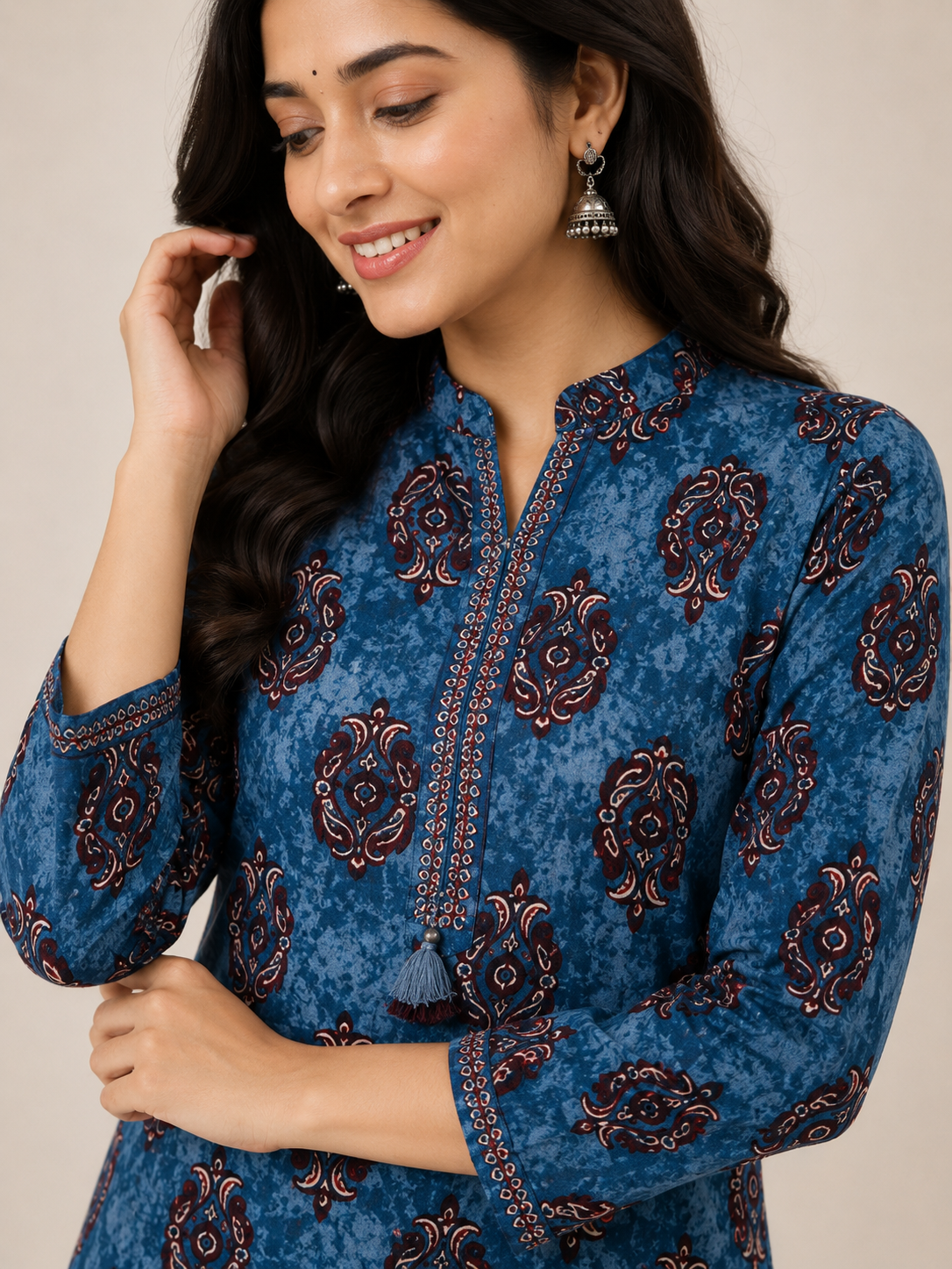Indigo Ajrakh Kurti