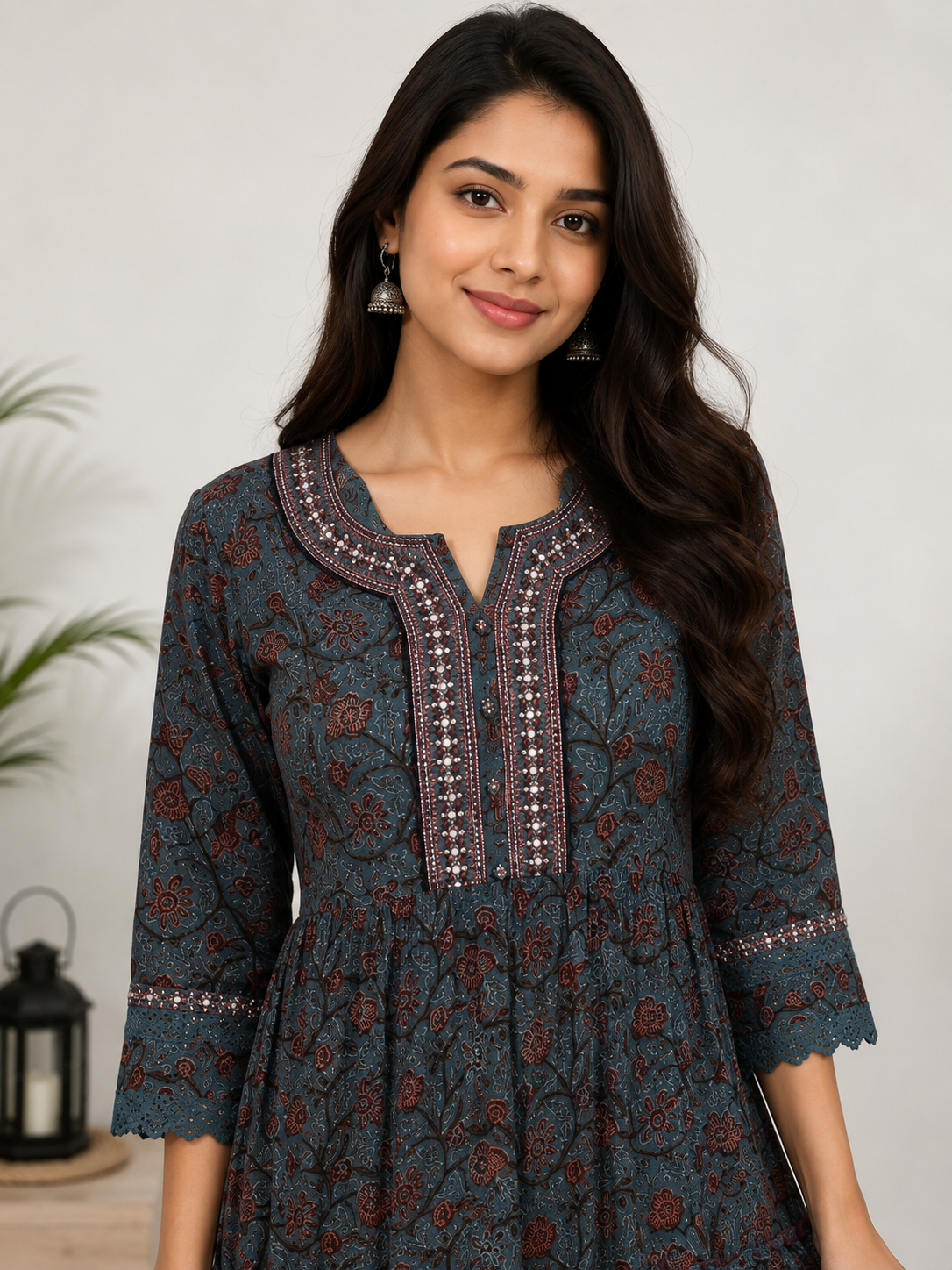 Habibi indigo Ajrakh print kurti