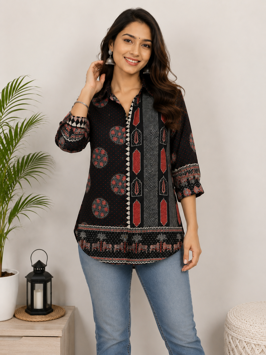Ajrakh print shirt kurti