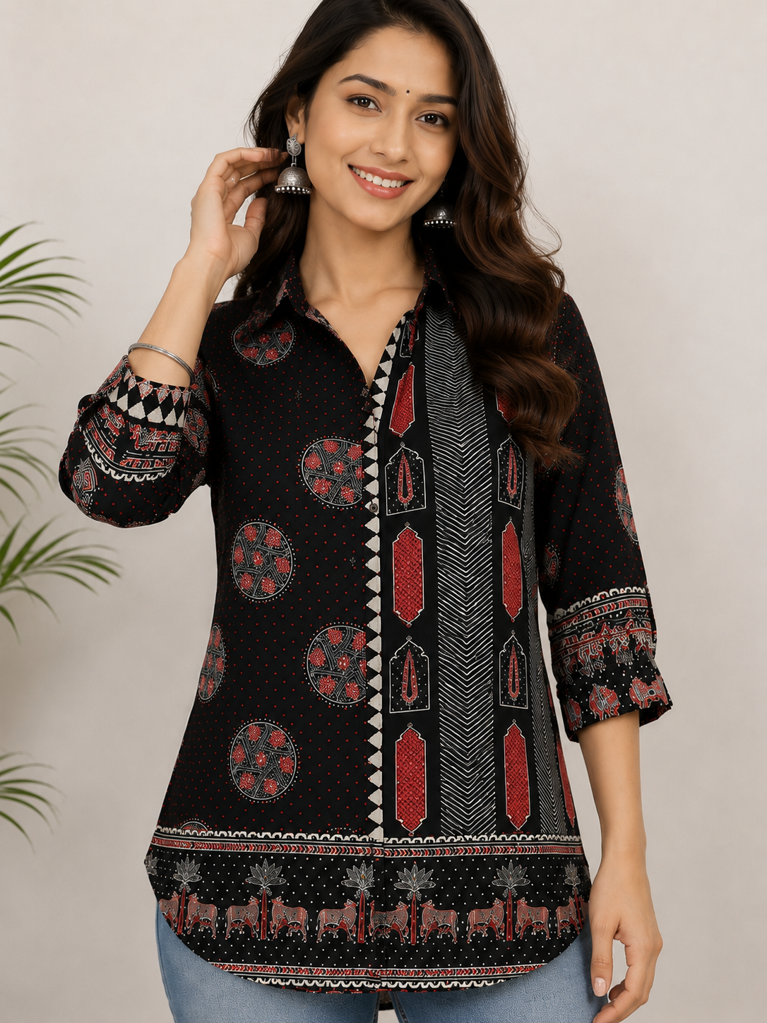 Ajrakh print shirt kurti