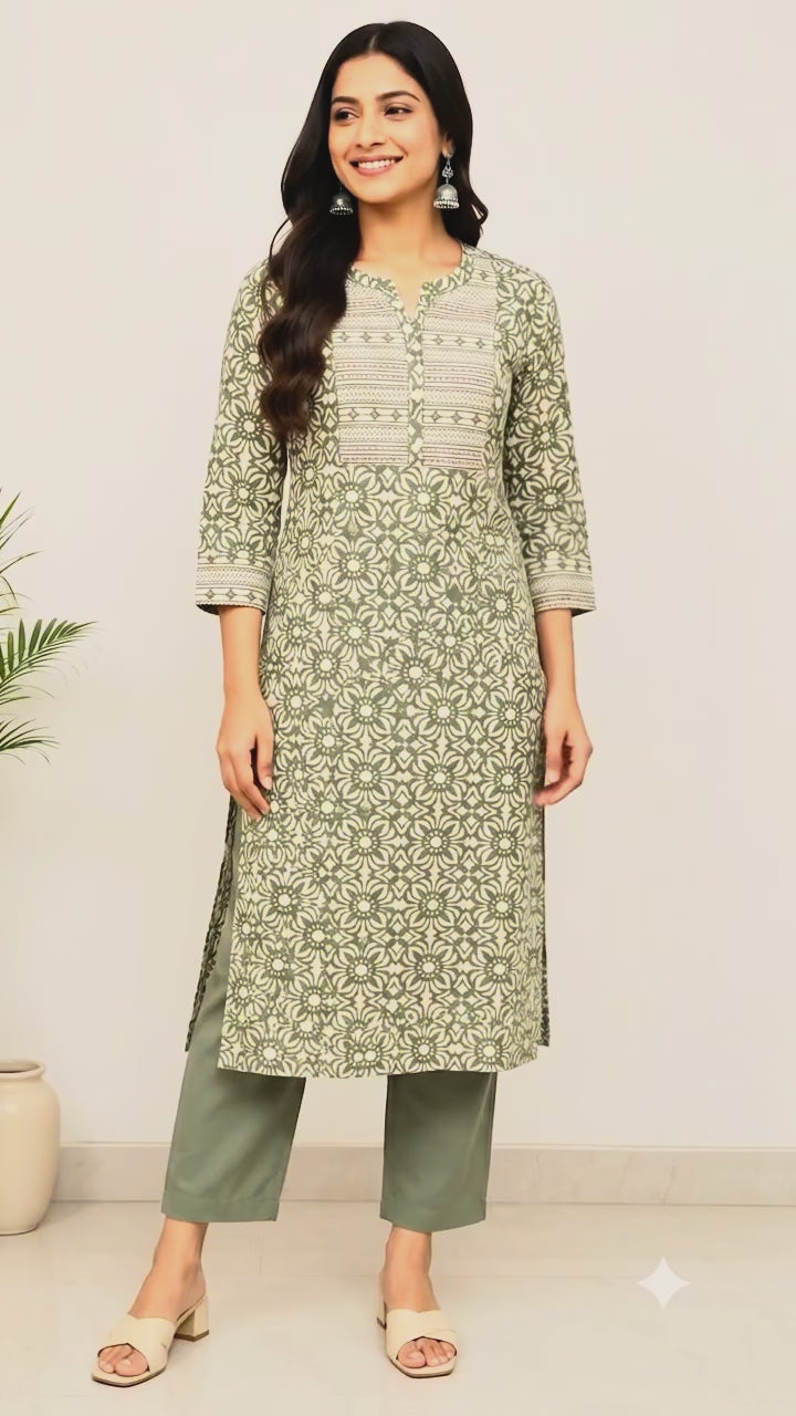 Aadhya olive green kurta set