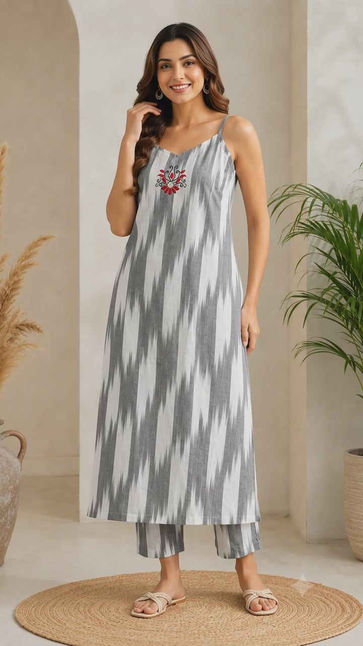 Rooj ikkat kurta set