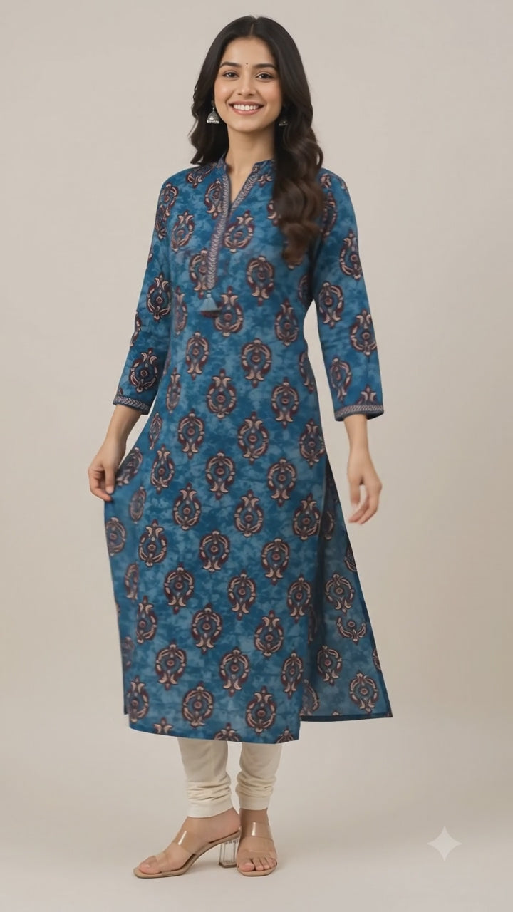 Indigo Ajrakh Kurti